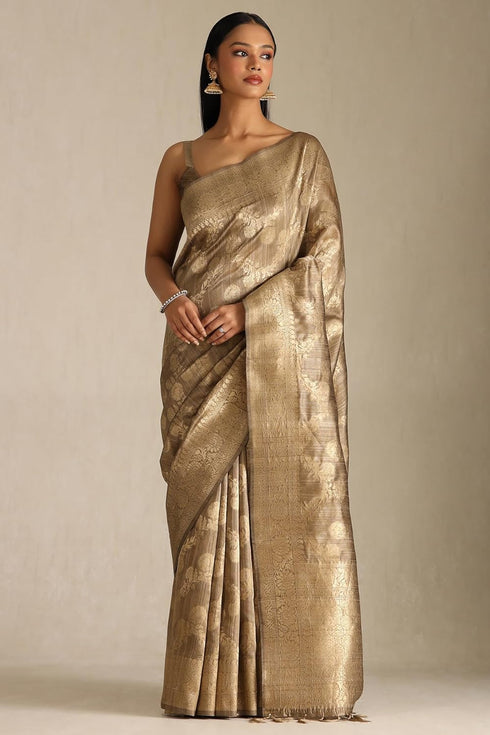 Vasthrlay Beige Tussar Floral