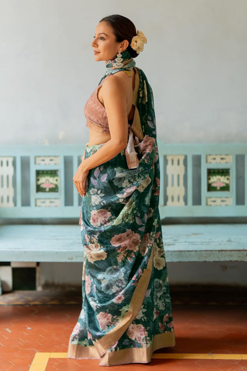 Vasthrlay Fashion Handloom Printed Dusty Ethnic Wear