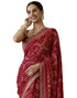 Vasthrlay Georgette Bandhani Unstitched Maroon Saree