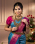 Vasthrlay Blue Kanjivaram Unstitched Saree