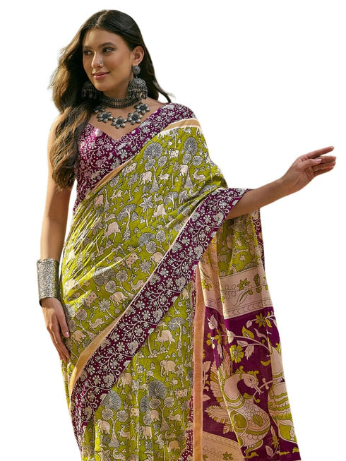 Vasthrlay Printed Yellow Saree