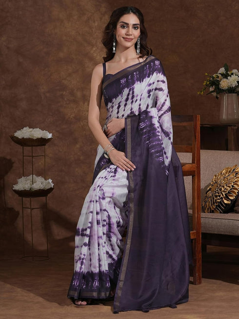 Vasthrlay Weaving Printed Unstitched Dusty Pink Saree