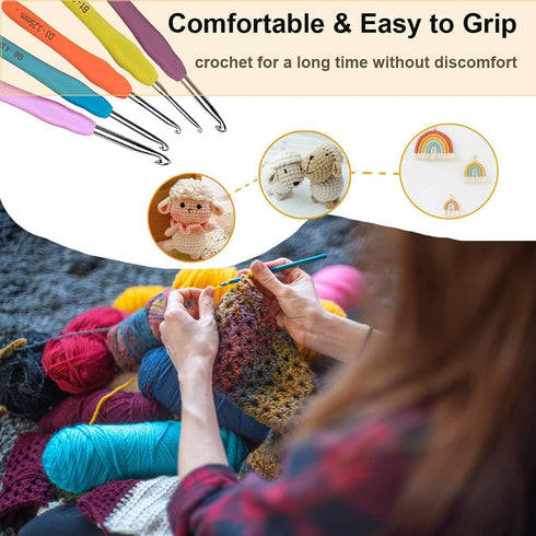 9 PCS Crochet Hooks, Ergonomic Handle Crochet Hooks Set for Arthritic Hands