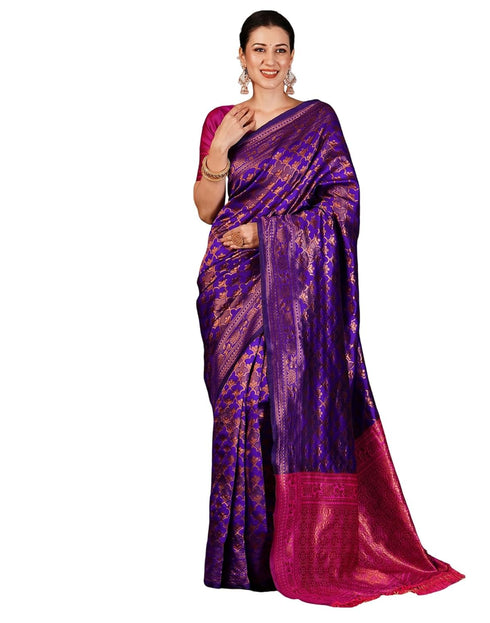 Vasthrlay Banarasi Kanjeevaram Unstitched Beige Saree