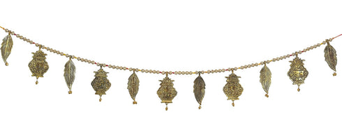 Ascension Traditional Metal Golden Designer Shree Ganesha Namah Kalash Leaf Toran (Design 2)