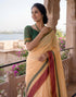 Vasthrlay Womens Printed Unstitched Off White Saree