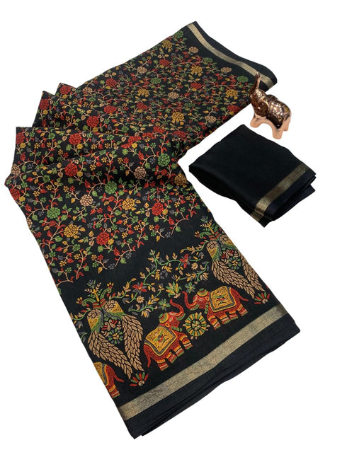 Vasthrlay Kalamkari Digital Piece Navy
