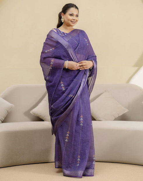 Vasthrlay Womens Printed Unstitched Orange Saree