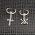 M Men Style Christ Jesus Cross With Gothic Skeleton Head Dangle Hoop Studs