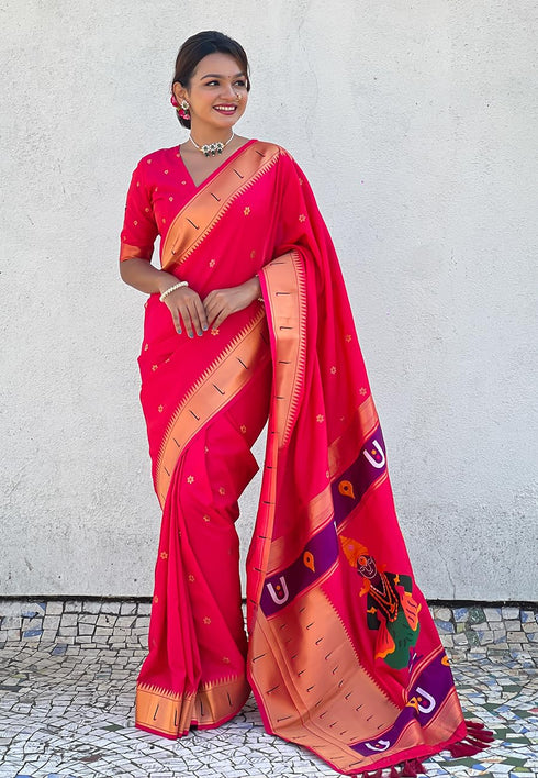 Vasthrlay Kanjivaram Paithani Unstitched Mahendi Ethnic Wear