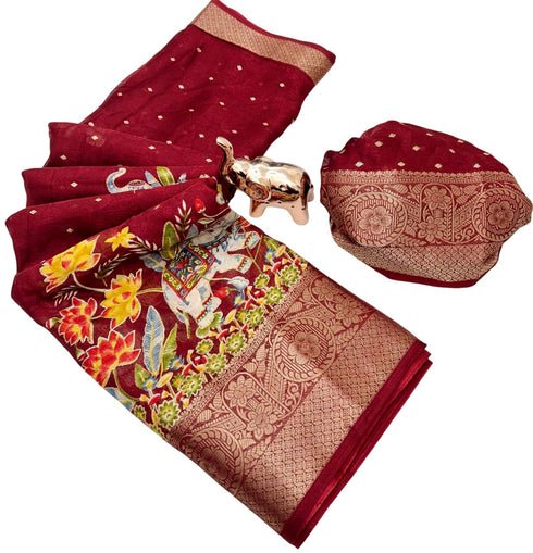 Vasthrlay Kalamkari Georgette Weaving