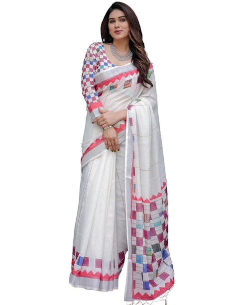 Vasthrlay Checkered Saree