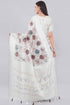 Vasthrlay White Floral Print Chanderi Silk Blend Saree With Unstitched Blouse Piece