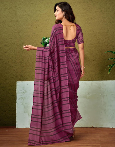 Vasthrlay Chanderi Printed Unstitched Blue Saree