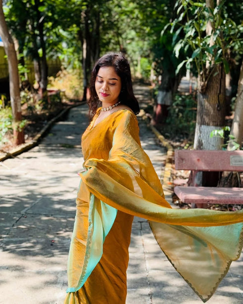 VasthrlayBoarder Unstitched Chhaavax Mustard Free Ethnic Wear