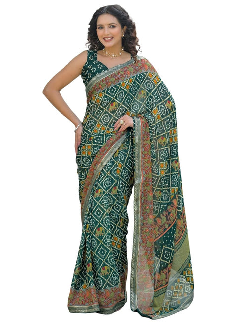 Samah Georgette Bandhani Pink Saree