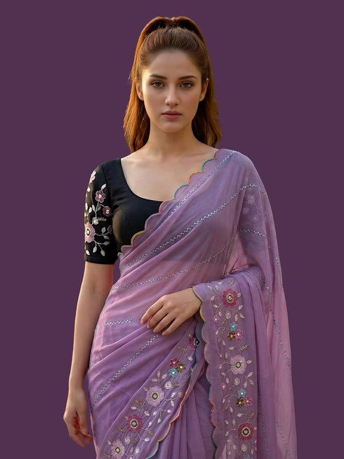 Vasthrlay Yellow Unstitched Saree