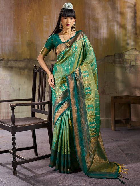 Vasthrlay Striped Tassels Unstitched Designer Ethnic Wear