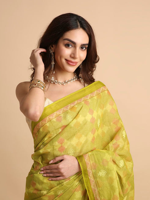 Vasthrlay Cotton Printed Blue Saree