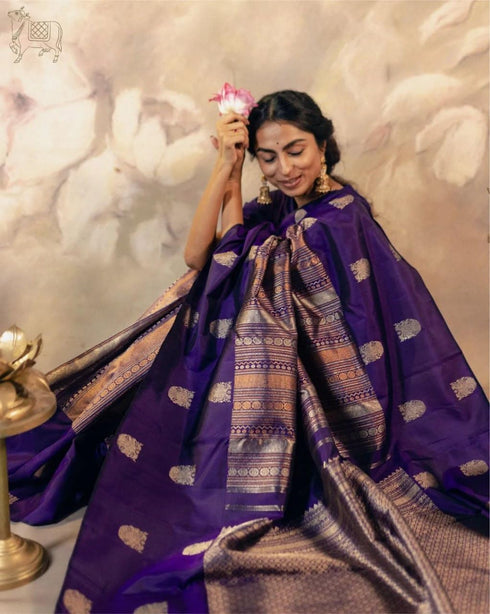 Vasthrlay Purple Kanjivaram Saree