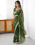 Vasthrlay Scalloped Embroidery Unstitched Lime Green Saree