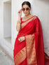Vasthrlay Womens Organza Unstitched Red Saree