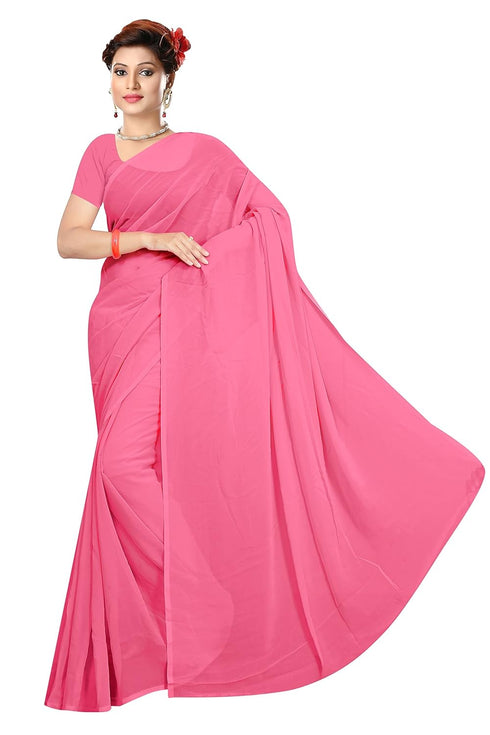 Vasthrlay Georgette Unstitched Pink Free Ethnic Wear