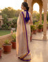Vasthrlay Womens Printed Unstitched Off White Saree