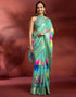 Vasthrlay Printed Jacquard Unstitched Rama Green Saree