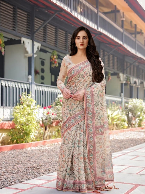 Vasthrlay Kalamkari Designer Unstitched Attached