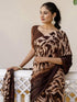 Vasthrlay Georgette Printed Unstitched Dark Green Saree