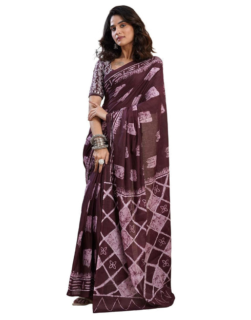 Vasthrlay Womens Printed Unstitched Dark Green Saree