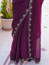 Vasthrlay Scalloped Embroidery Yellow Saree