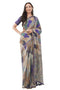 Vasthrlay Womens Off White1 Paisley Printed Linen Saree With Unstitched Blouse Piece