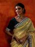 Vasthrlay Sequins Embroidery Olive Saree