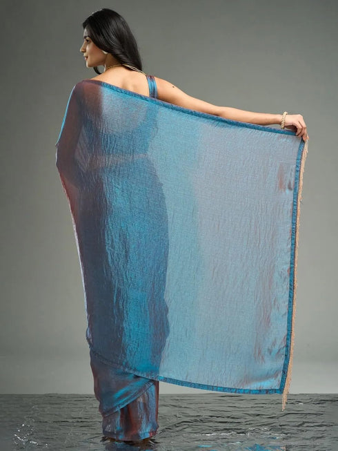 Vasthrlay Sky Blue Unstitched Saree