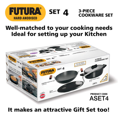 Hawkins Futura 3 Pieces Cookware Set 4 - Hard Anodised Tava