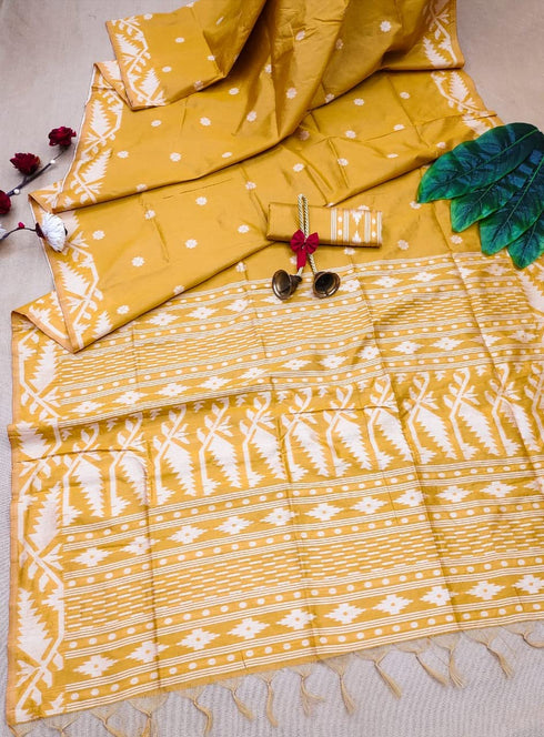 Vasthrlay Tussar Kalamkari Geometric Design Thread