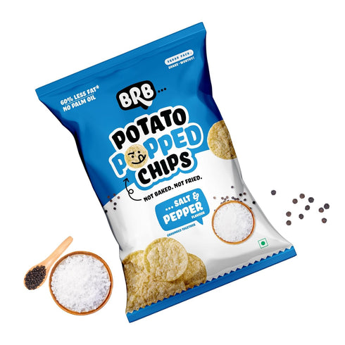 BRB Popped Potato Chips | Salt & Pepper Flavour | Not Fried 48gm