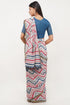 Vasthrlay White Womens Paisley Printed Linen Saree With Unstitched Blouse Piece