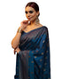 Vasthrlay Banarasi Kanjivaram Teal Blue With Unstitched Blouse Piece