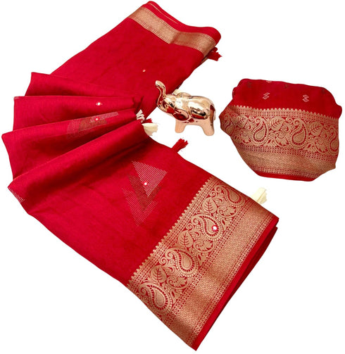 Vasthrlay Bandhani Unstitched Piece Saree