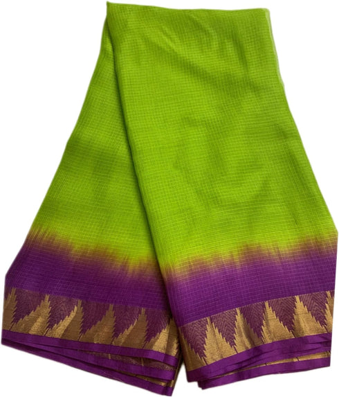Vasthrlay Nr Handloom Bhagalpuri Running Green Orange