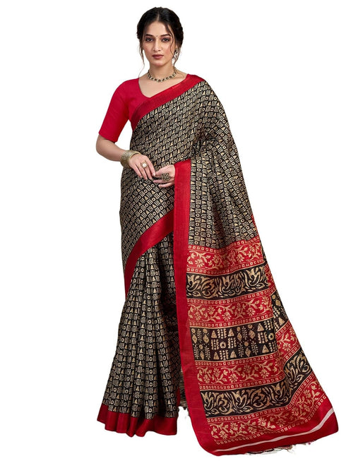 Vasthrlay Bandhani Printed Unstitched Black Saree