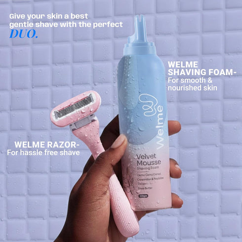 Welme Velvet Mousse Shaving Foam for Women | Camu Camu Extract, Ceramides