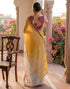 Vasthrlay Womens Printed Unstitched Yellow Saree
