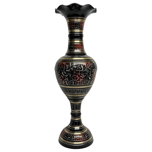 20 Inch Brass Floor Vase with Meenakari Work