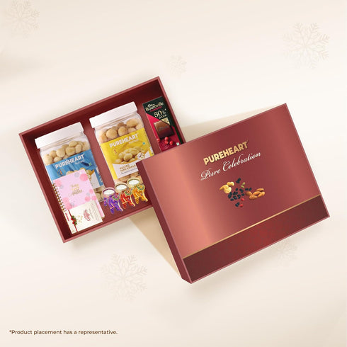 PUREHEART Christmas & New Year Celebration Gift Hamper | Premium Gift Box with Natural and Salted Macadamia (650g each)