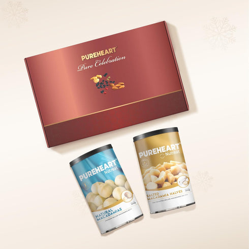 PUREHEART Christmas & New Year Celebration Gift Hamper | Premium Gift Box with Fiery Hot Cashews|Salted Cashews