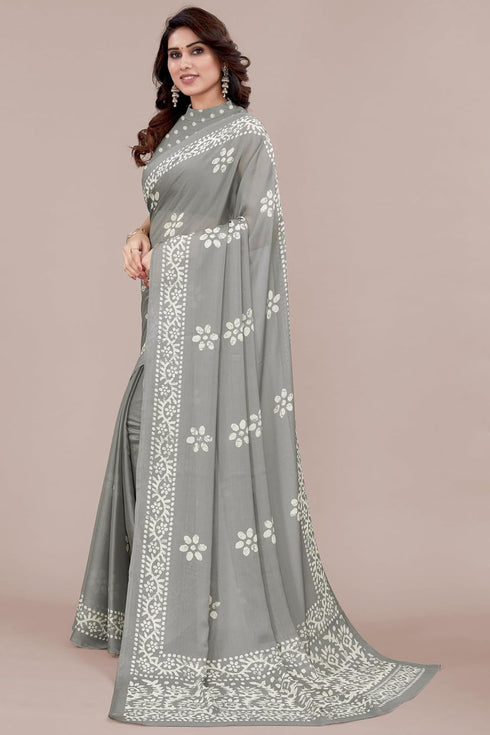 Vasthrlay Fashion Chiffon Printed Parrot Ethnic Wear